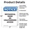 Signmission Mechanical Room No Unauthorized Access OSHA Notice Sign, Aluminum, 7in W x 10in L, 2PK OS-2PACK-NS-A-710-V-15950 - alternate 6